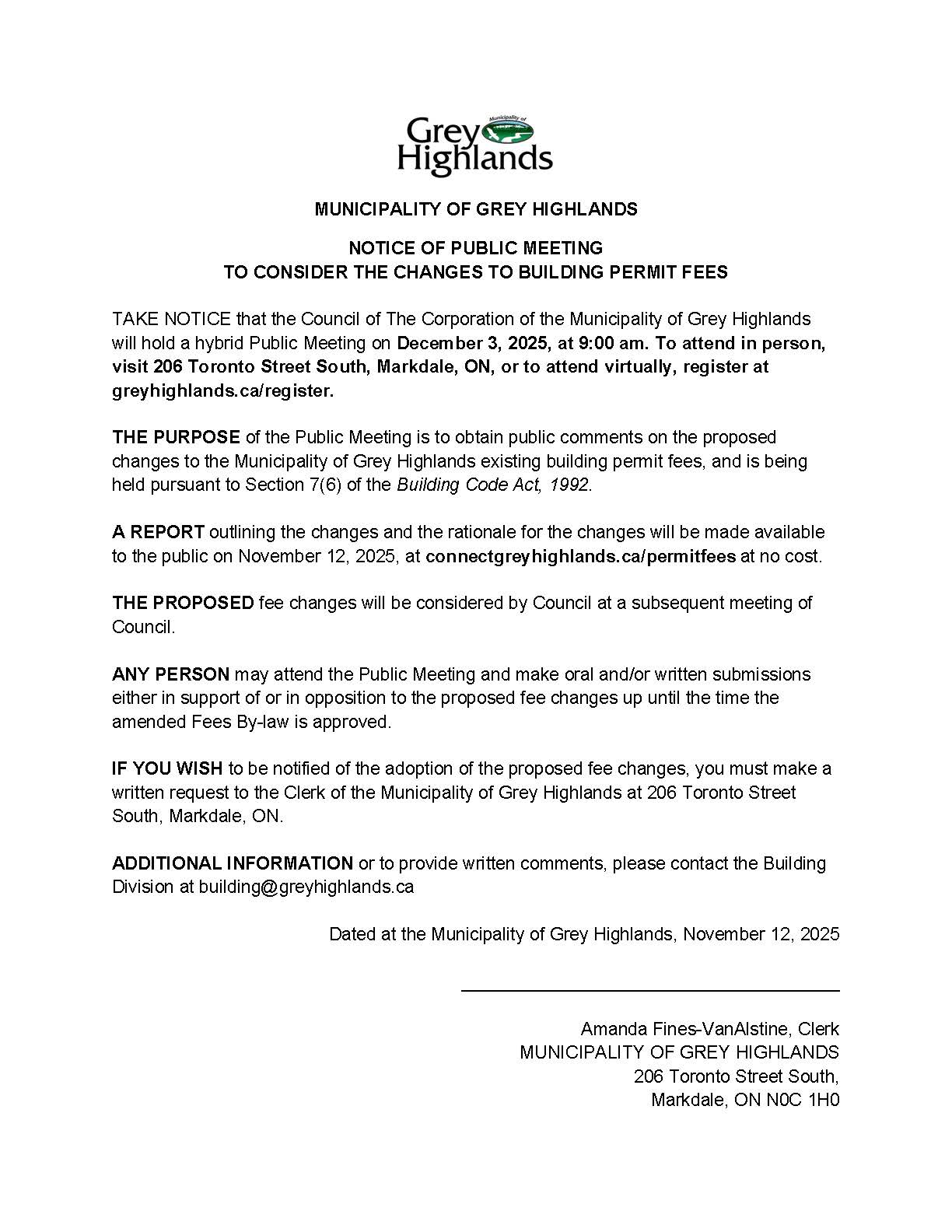 Notice of Public Meeting